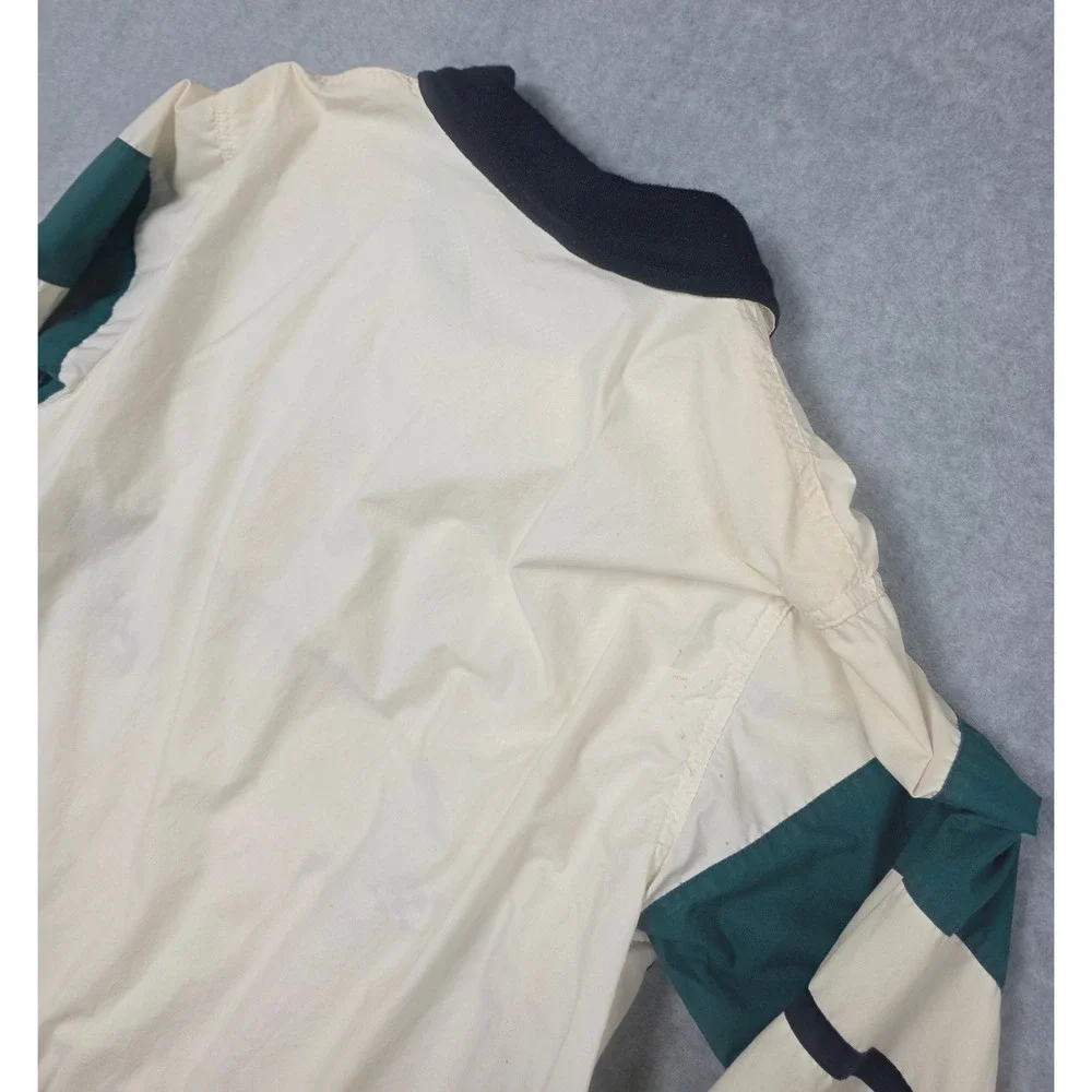 Vintage 90s Nautica Windbreaker Jacket Men's Large Cream Colorblock Retro Sporty